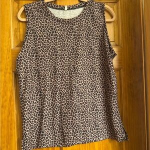 Leopard Print Sleeveless Tank Top - Brown